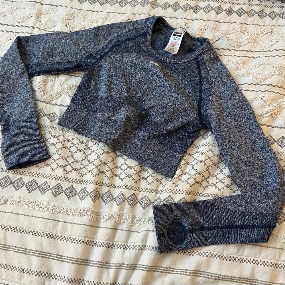 GymShark crop long sleeve size medium blue